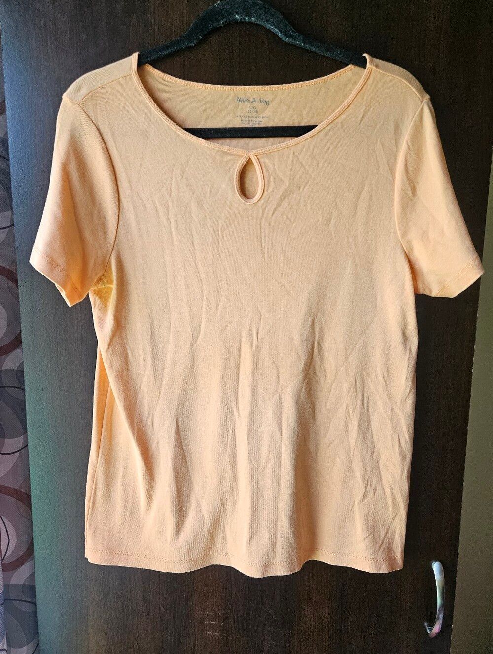 White Stag Peach Short-Sleeve Keyhole Top Size Large
